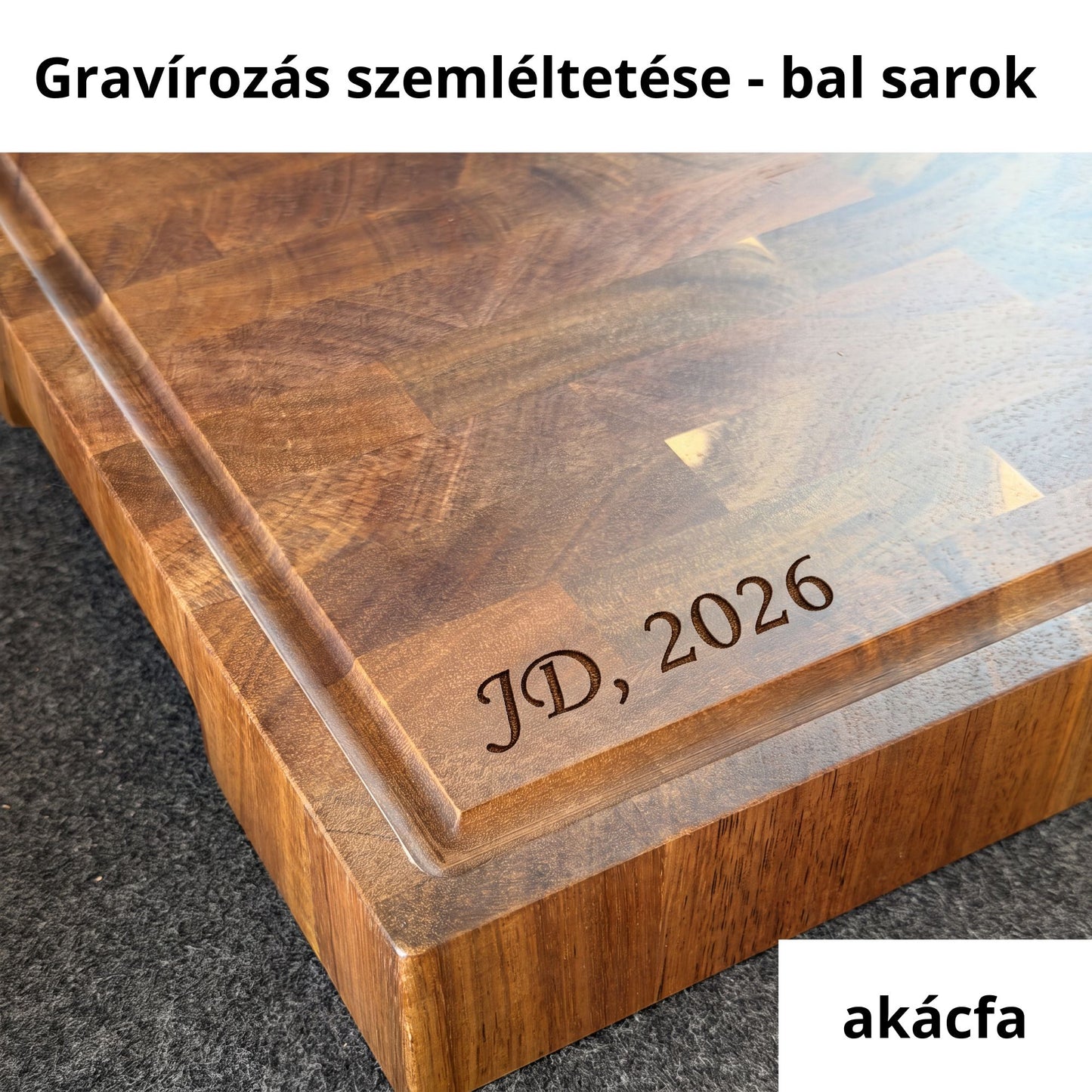 Huszárfa M02 - Kézzel készült prémium akácfa vágódeszka